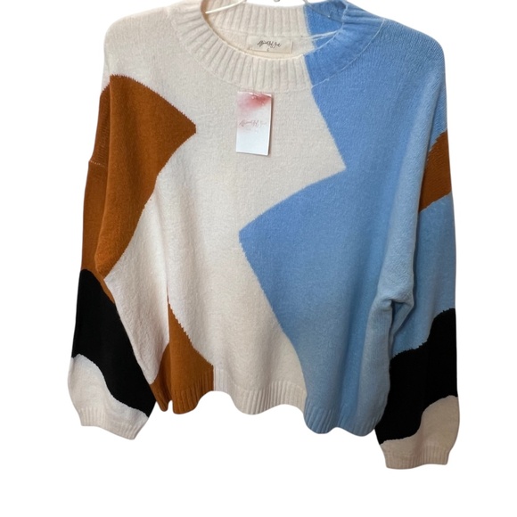 A Beautiful Soul Captivating Abstract Bullover Cowl Neck Sweater NWT - Picture 4 of 10